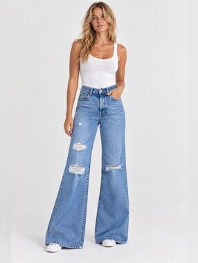 WRANGLER Ladies "Wanderer" 622 High Rise Flare Distressed Cowgirl jeans sz25x30L